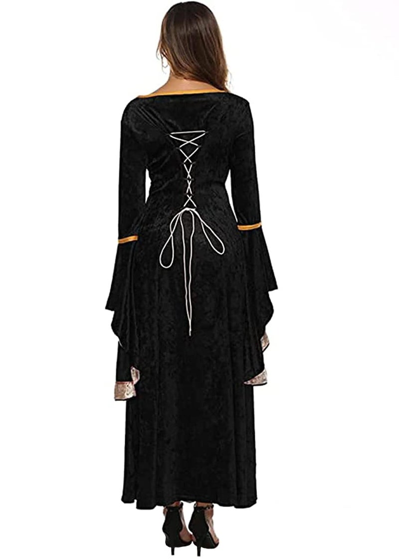 YEAXLUD Womens Renaissance Medieval Costume Dress Lace up Irish Over Long Dresses Cosplay Retro Gown S-5XL (M, Black) - Image 5